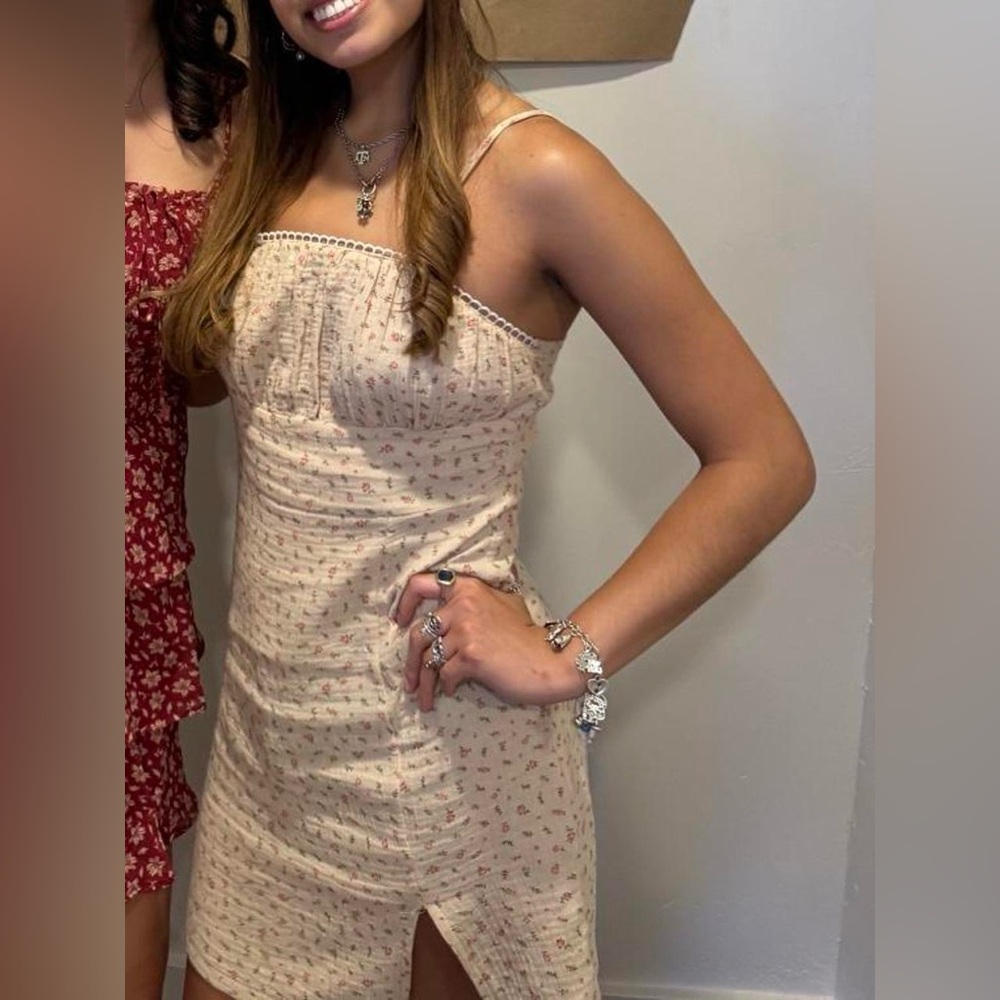 SHEIN Cream Floral Mini Dress